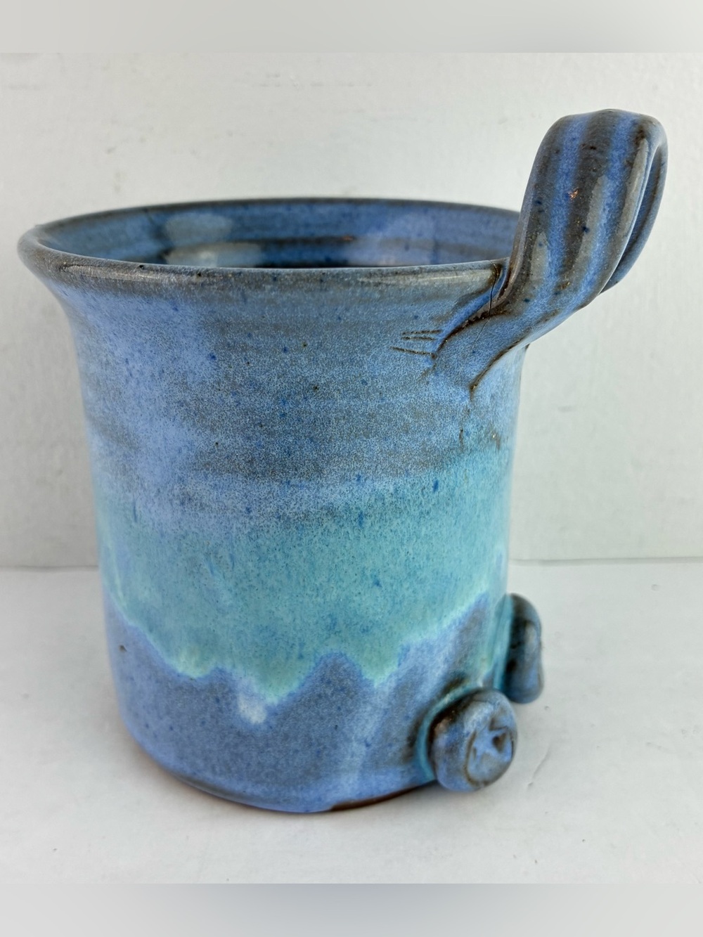 Cunningham Pottery Blue Swirl Ceramic Hanging Mug